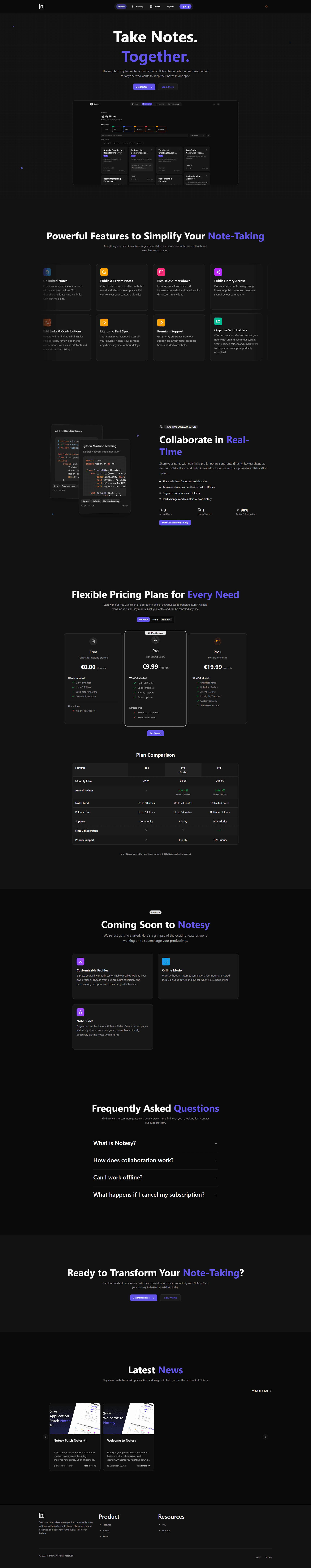 Notesy - Note taking web app - After