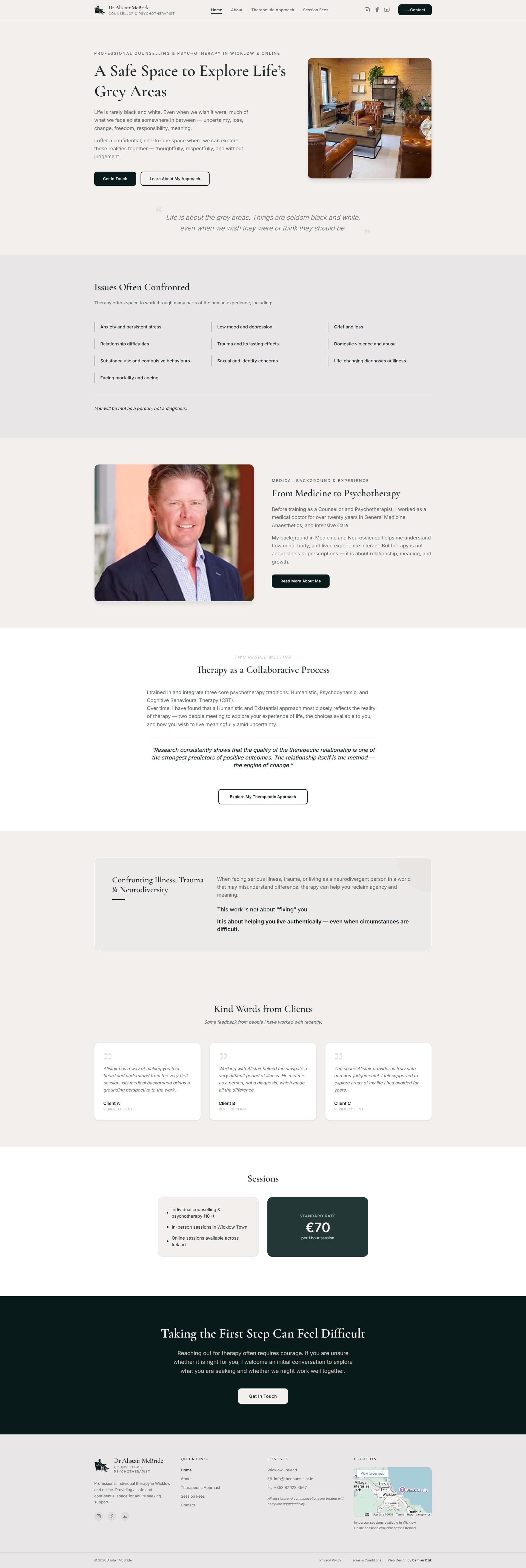Dr Alistair McBride – Counselling & Psychotherapy - After